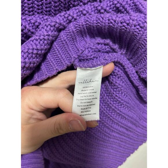 Callahan Revolve Classic Boyfriend Chunky Knit Purple Sweater Size Small - Picture 3 of 5